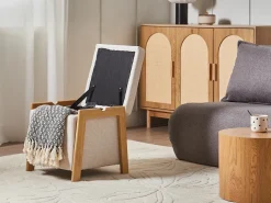 Clearance Komplet wypoczynkowy dla 3 osób EDLAND Jasnobeżowy z pufą Sofy Tapicerowane|Kolekcje Sof