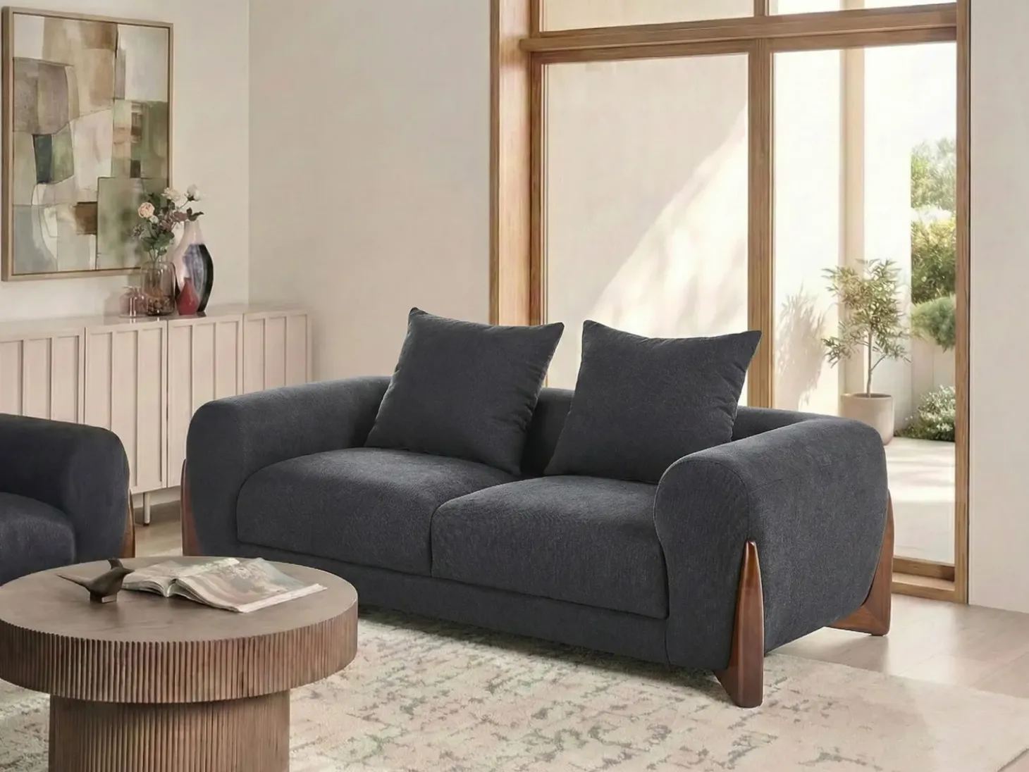 Outlet Komplet wypoczynkowy dla 6 osób VINLIDEN Czarny Sofy Tapicerowane|Kolekcje Sof