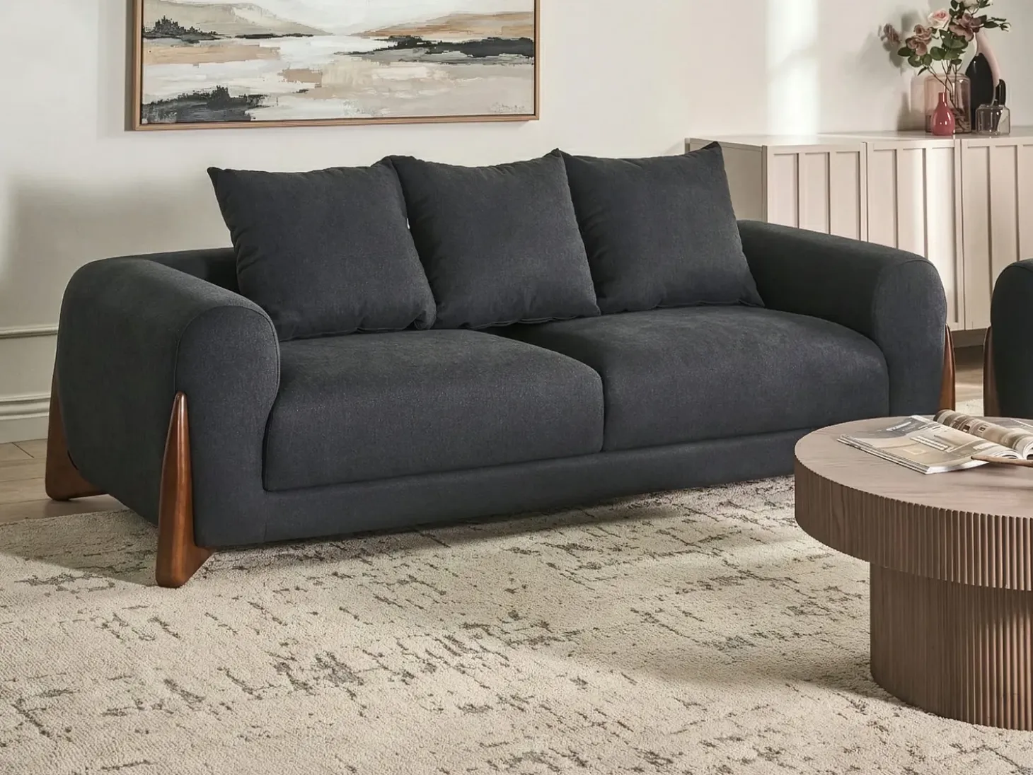 Outlet Komplet wypoczynkowy dla 6 osób VINLIDEN Czarny Sofy Tapicerowane|Kolekcje Sof