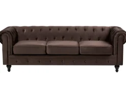Outlet Komplet wypoczynkowy dla 4 osób CHESTERFIELD Welur Ciemnobrązowy Sofy Tapicerowane|Kolekcje Sof