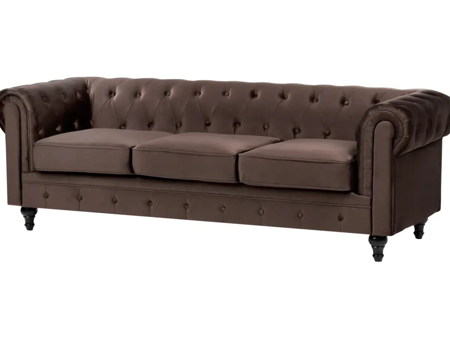 Outlet Komplet wypoczynkowy dla 4 osób CHESTERFIELD Welur Ciemnobrązowy Sofy Tapicerowane|Kolekcje Sof
