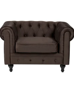 Outlet Komplet wypoczynkowy dla 4 osób CHESTERFIELD Welur Ciemnobrązowy Sofy Tapicerowane|Kolekcje Sof