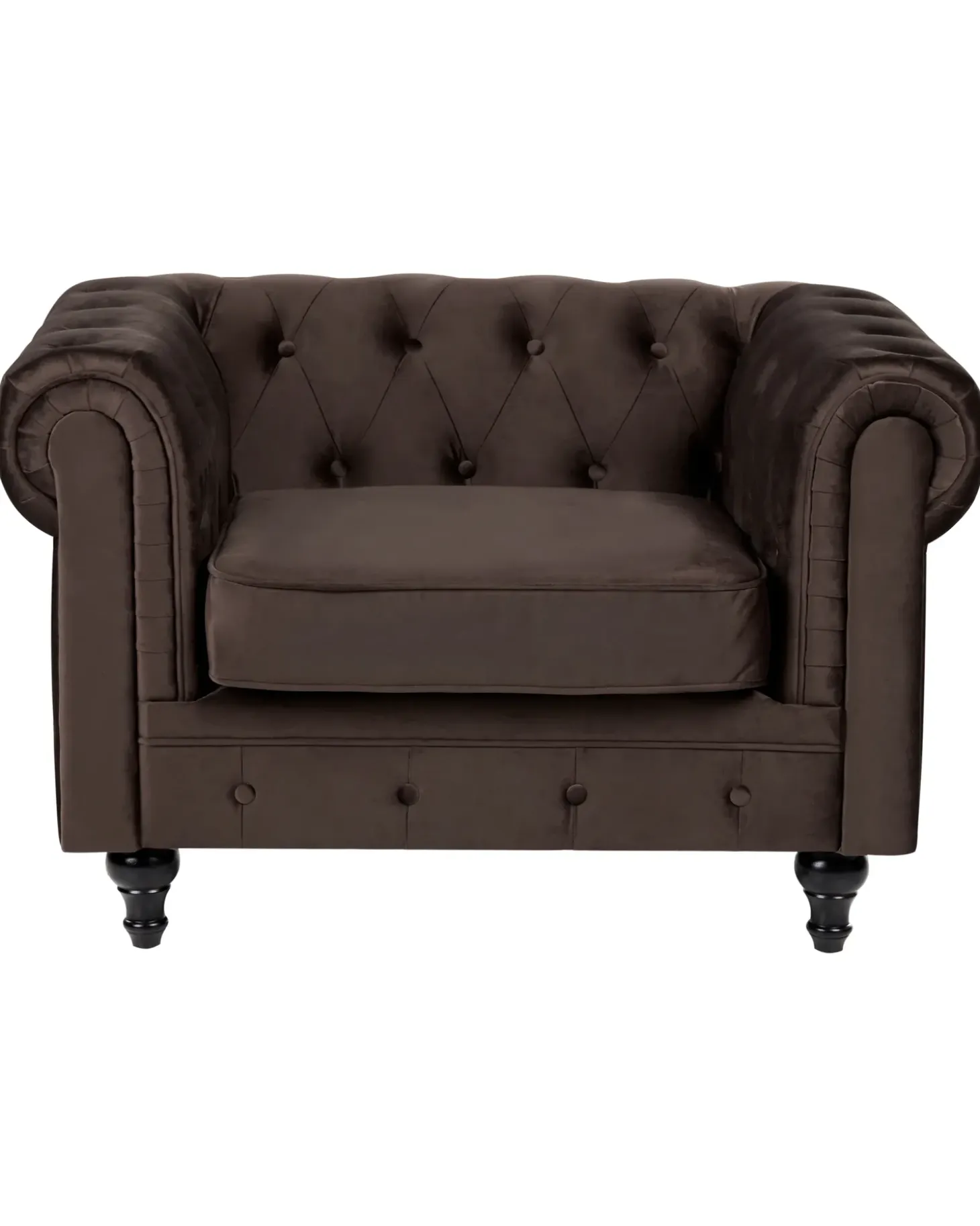 Outlet Komplet wypoczynkowy dla 4 osób CHESTERFIELD Welur Ciemnobrązowy Sofy Tapicerowane|Kolekcje Sof
