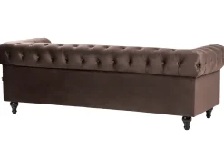 Outlet Komplet wypoczynkowy dla 4 osób CHESTERFIELD Welur Ciemnobrązowy Sofy Tapicerowane|Kolekcje Sof