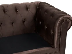 Outlet Komplet wypoczynkowy dla 4 osób CHESTERFIELD Welur Ciemnobrązowy Sofy Tapicerowane|Kolekcje Sof