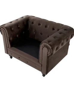 Outlet Komplet wypoczynkowy dla 4 osób CHESTERFIELD Welur Ciemnobrązowy Sofy Tapicerowane|Kolekcje Sof
