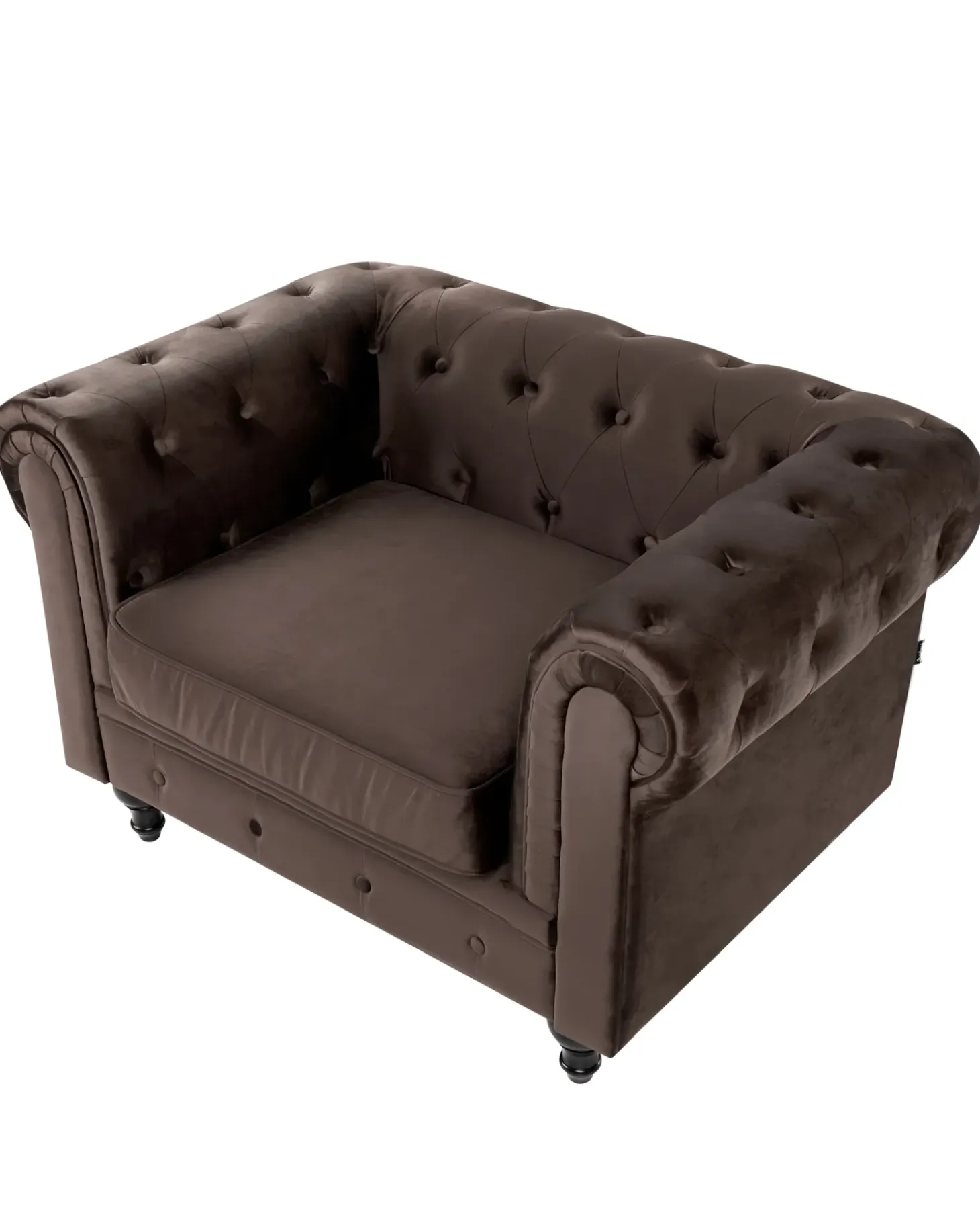 Outlet Komplet wypoczynkowy dla 4 osób CHESTERFIELD Welur Ciemnobrązowy Sofy Tapicerowane|Kolekcje Sof