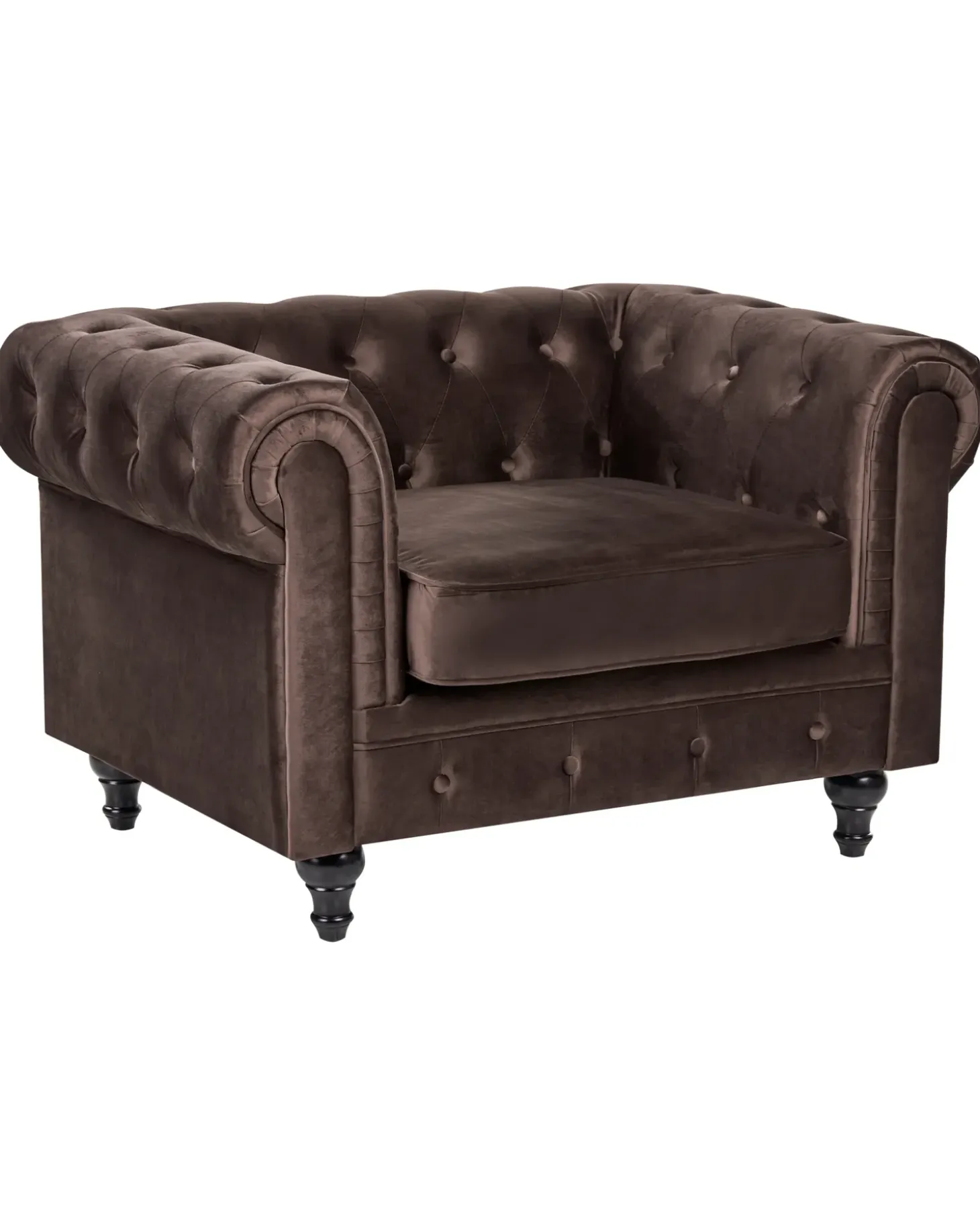 Outlet Komplet wypoczynkowy dla 4 osób CHESTERFIELD Welur Ciemnobrązowy Sofy Tapicerowane|Kolekcje Sof
