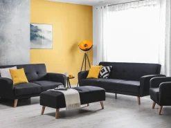 Online Komplet wypoczynkowy FLORLI Czarny Sofy Tapicerowane|Kolekcje Sof