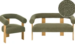 Discount Komplet wypoczynkowy ILBRO Boucle Zielony/ jasny brąz Sofy Tapicerowane|Kolekcje Sof