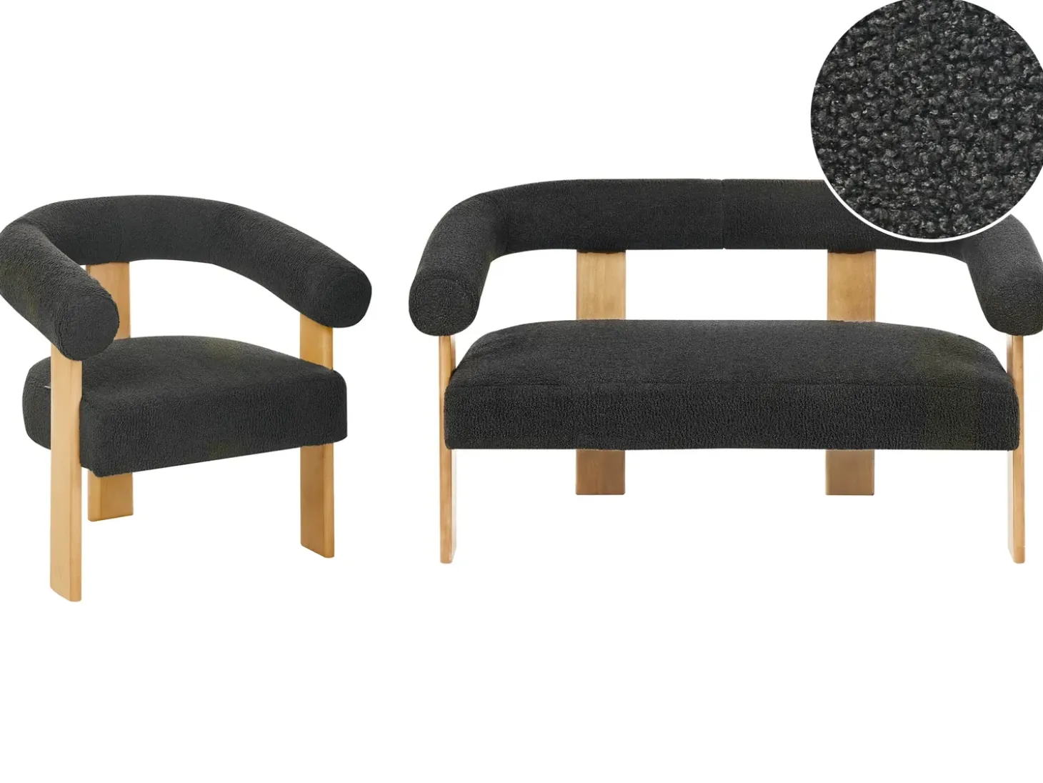 Outlet Komplet wypoczynkowy ILBRO Boucle Czarny/ jasny brąz Sofy Tapicerowane|Kolekcje Sof