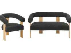 Outlet Komplet wypoczynkowy ILBRO Boucle Czarny/ jasny brąz Sofy Tapicerowane|Kolekcje Sof