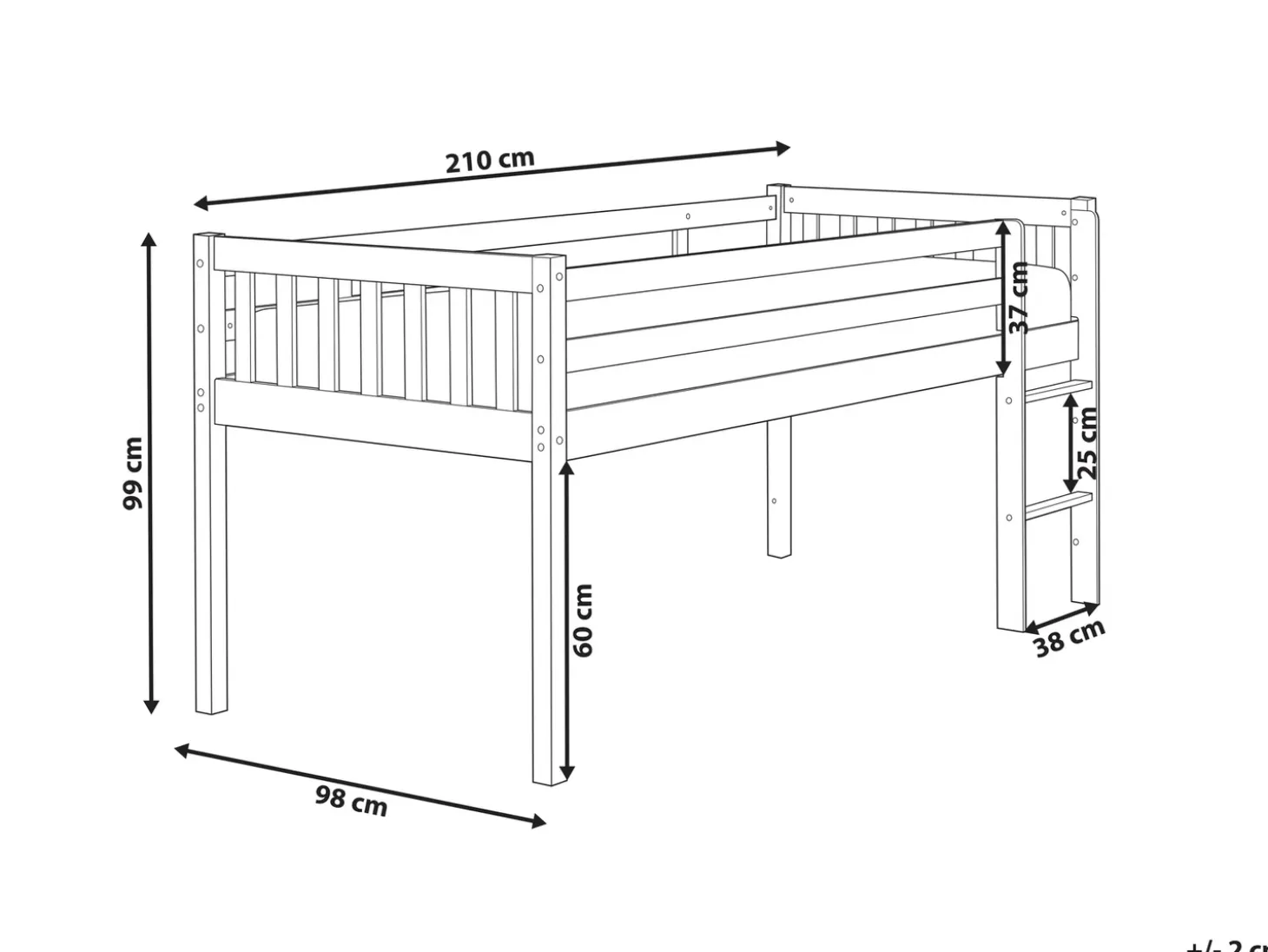 Discount Łóżko na antresoli Drewno PEIPIN 90 x 200 cm Dzieci Łóżka Piętrowe|Łóżka Drewniane