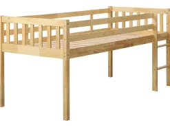 Łóżko na antresoli Drewno PEIPIN 90 x 200 cm Jasno Dzieci Łóżka Piętrowe|Łóżka Drewniane
