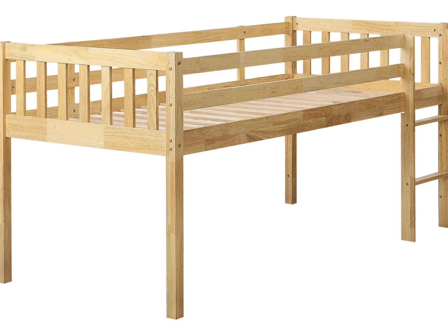 Łóżko na antresoli Drewno PEIPIN 90 x 200 cm Jasno Dzieci Łóżka Piętrowe|Łóżka Drewniane