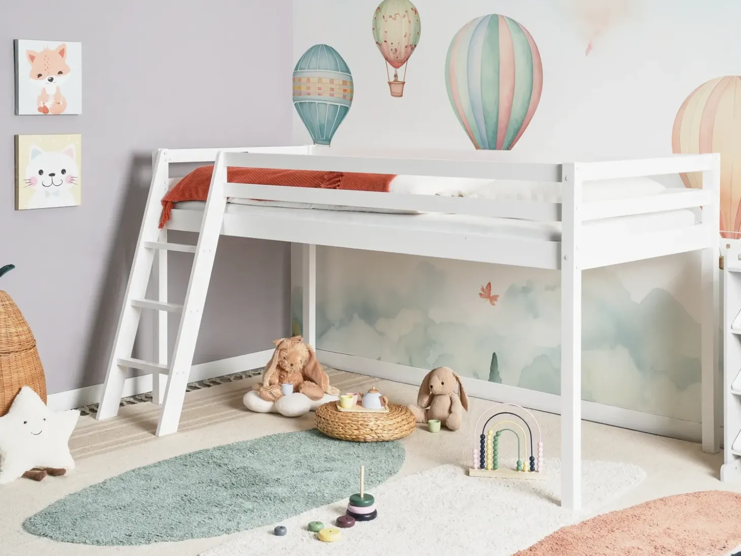 Clearance Łóżko na antresoli Drewno sosnowe ASCOUX 90 x 200 cm Dzieci Łóżka Piętrowe|Łóżka Drewniane