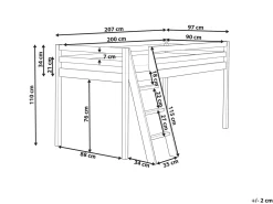 Hot Łóżko na antresoli Drewno sosnowe ASCOUX 90 x 200 cm Dzieci Łóżka Piętrowe|Łóżka Drewniane