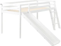 Online Łóżko na antresoli Drewno sosnowe STAPLE 90 x 200 cm Ze zjeżdżalnią Dzieci Łóżka Piętrowe|Łóżka Drewniane