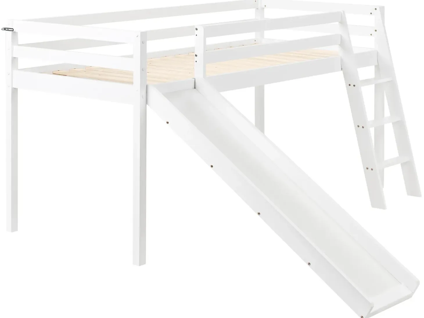 Online Łóżko na antresoli Drewno sosnowe STAPLE 90 x 200 cm Ze zjeżdżalnią Dzieci Łóżka Piętrowe|Łóżka Drewniane