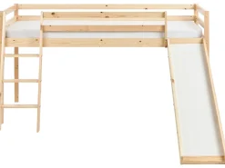 Online Łóżko na antresoli Drewno sosnowe STAPLE 90 x 200 cm Ze zjeżdżalnią Jasno Dzieci Łóżka Piętrowe|Łóżka Drewniane