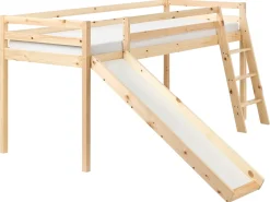 Online Łóżko na antresoli Drewno sosnowe STAPLE 90 x 200 cm Ze zjeżdżalnią Jasno Dzieci Łóżka Piętrowe|Łóżka Drewniane