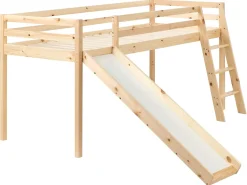 Online Łóżko na antresoli Drewno sosnowe STAPLE 90 x 200 cm Ze zjeżdżalnią Jasno Dzieci Łóżka Piętrowe|Łóżka Drewniane