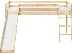 Online Łóżko na antresoli Drewno sosnowe STAPLE 90 x 200 cm Ze zjeżdżalnią Jasno Dzieci Łóżka Piętrowe|Łóżka Drewniane