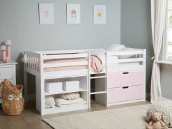 Sale Łóżko na antresoli Drewno SUSVILLE 90 x 200 cm Różowy Dzieci Łóżka Drewniane|Wszystkie Meble I Akcesoria Dziecięce