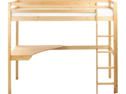 Outlet Łóżko na antresoli z biurkiem Drewno sosnowe LOURY 90 x 200 cm Jasno Dzieci Łóżka Drewniane|Wszystkie Meble I Akcesoria Dziecięce