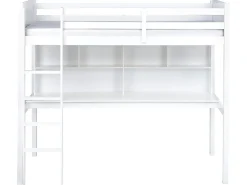 Łóżko na antresoli z biurkiem Drewno sosnowe FOUCAMONT 90 x 200 cm Dzieci Łóżka Piętrowe|Łóżka Drewniane