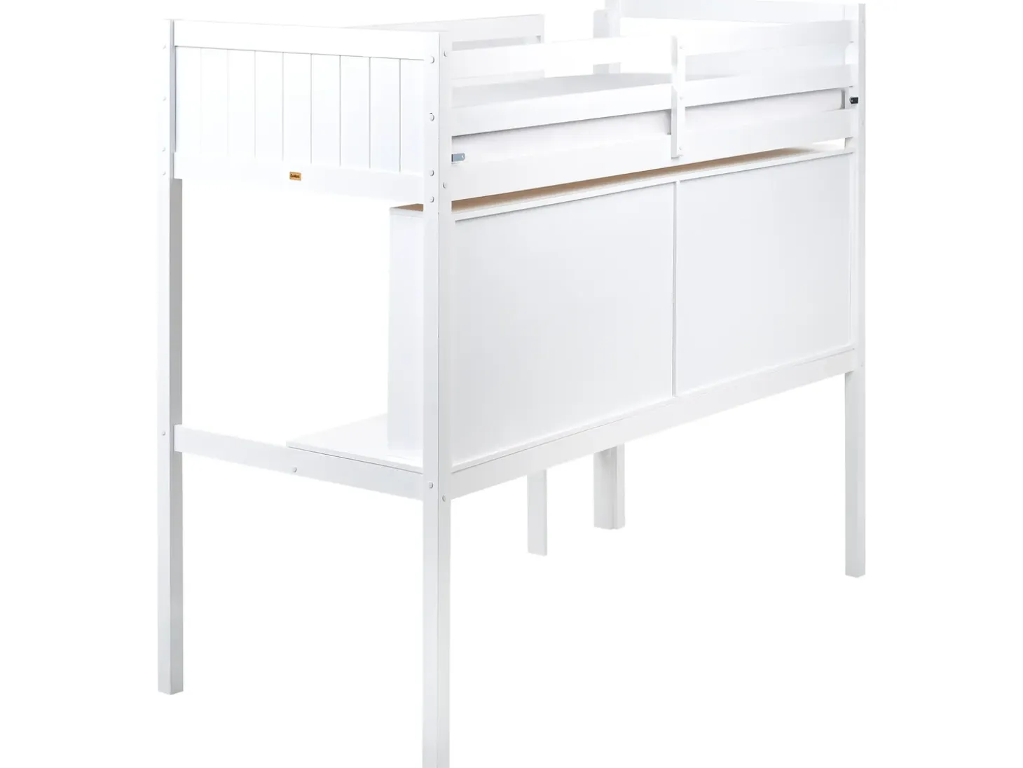 Łóżko na antresoli z biurkiem Drewno sosnowe FOUCAMONT 90 x 200 cm Dzieci Łóżka Piętrowe|Łóżka Drewniane