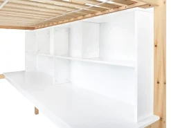 Clearance Łóżko na antresoli z biurkiem Drewno sosnowe FOUCAMONT 90 x 200 cm Jasnobrązowy Dzieci Łóżka Piętrowe|Łóżka Drewniane