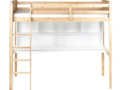 Clearance Łóżko na antresoli z biurkiem Drewno sosnowe FOUCAMONT 90 x 200 cm Jasnobrązowy Dzieci Łóżka Piętrowe|Łóżka Drewniane