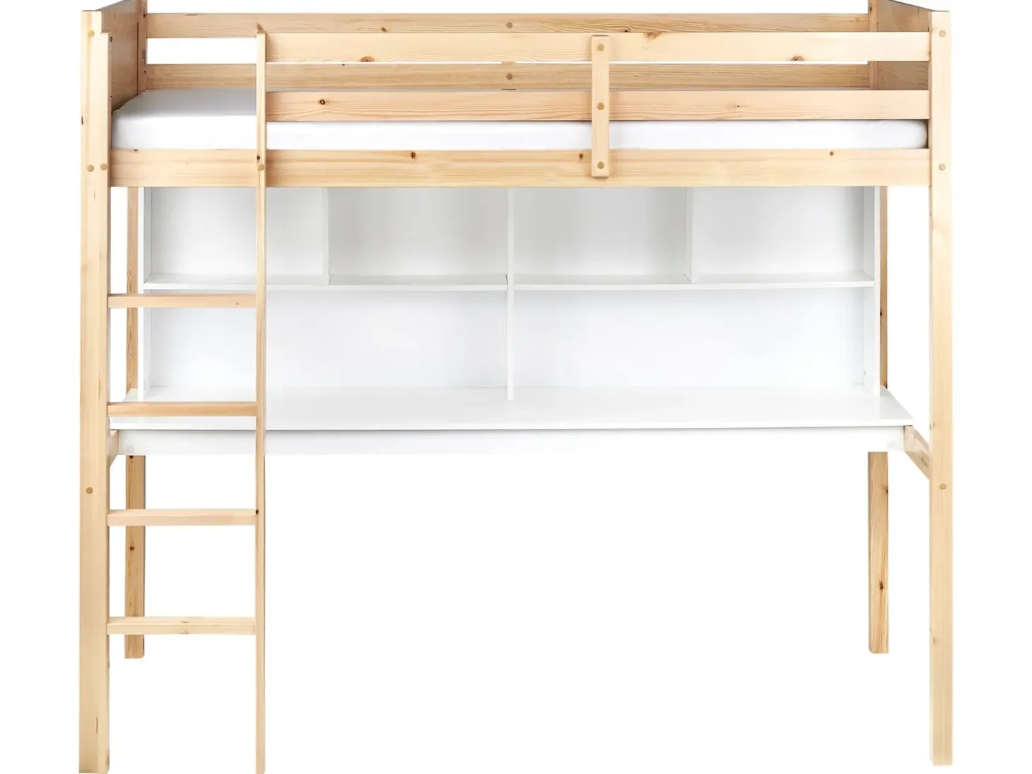 Clearance Łóżko na antresoli z biurkiem Drewno sosnowe FOUCAMONT 90 x 200 cm Jasnobrązowy Dzieci Łóżka Piętrowe|Łóżka Drewniane