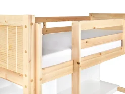 Clearance Łóżko na antresoli z biurkiem Drewno sosnowe FOUCAMONT 90 x 200 cm Jasnobrązowy Dzieci Łóżka Piętrowe|Łóżka Drewniane