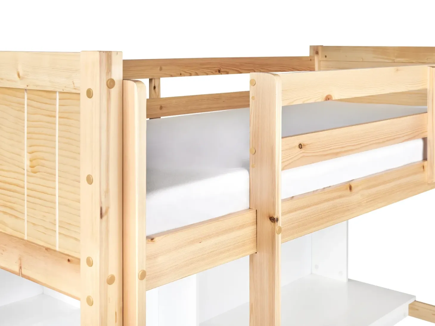 Clearance Łóżko na antresoli z biurkiem Drewno sosnowe FOUCAMONT 90 x 200 cm Jasnobrązowy Dzieci Łóżka Piętrowe|Łóżka Drewniane
