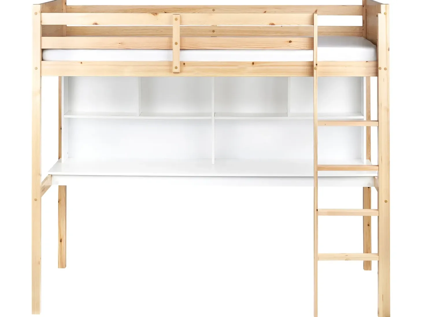 Clearance Łóżko na antresoli z biurkiem Drewno sosnowe FOUCAMONT 90 x 200 cm Jasnobrązowy Dzieci Łóżka Piętrowe|Łóżka Drewniane