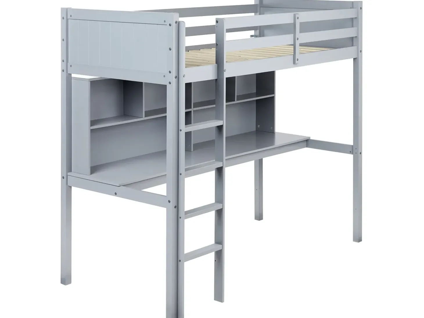Discount Łóżko na antresoli z biurkiem Drewno sosnowe FOUCAMONT 90 x 200 cm Dzieci Łóżka Piętrowe|Łóżka Drewniane