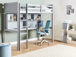Discount Łóżko na antresoli z biurkiem Drewno sosnowe FOUCAMONT 90 x 200 cm Dzieci Łóżka Piętrowe|Łóżka Drewniane