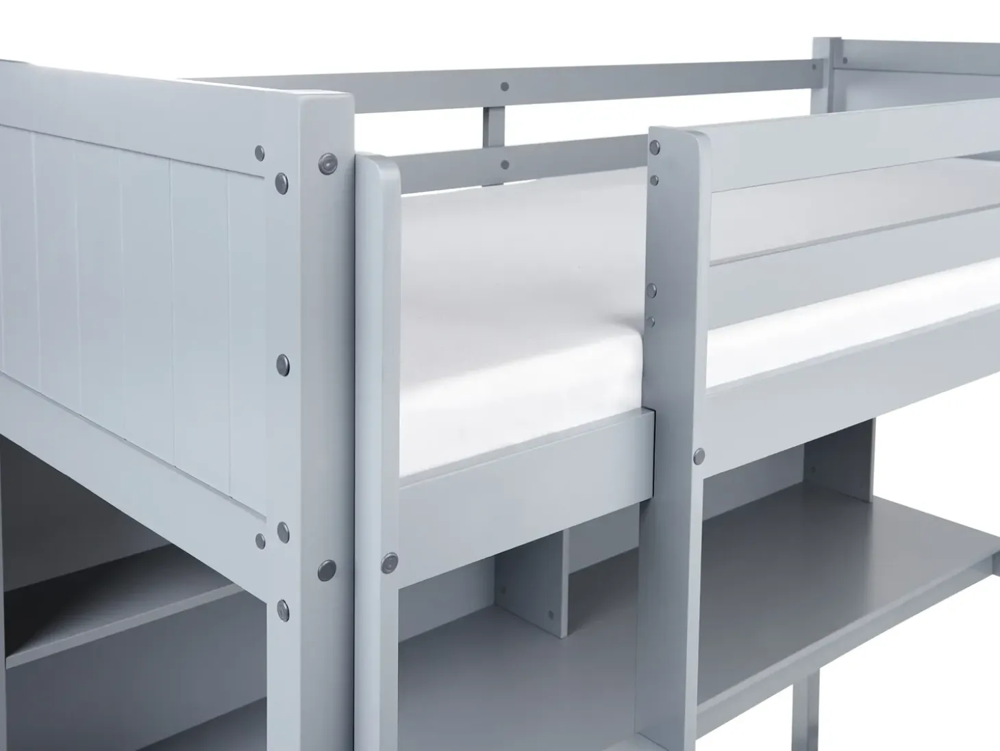 Discount Łóżko na antresoli z biurkiem Drewno sosnowe FOUCAMONT 90 x 200 cm Dzieci Łóżka Piętrowe|Łóżka Drewniane
