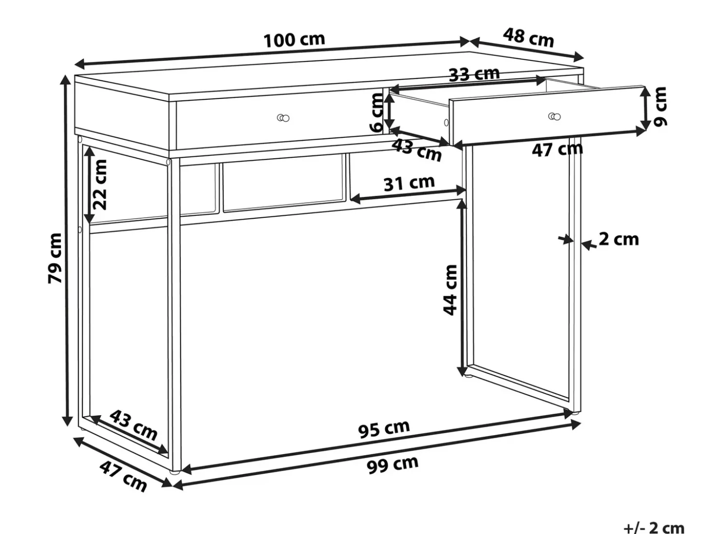 Clearance Konsola DAPHNE Biały/ złoty 100 cm 48 cm z szufladami Dzieci Wszystkie Biurka|Biurka Domowe