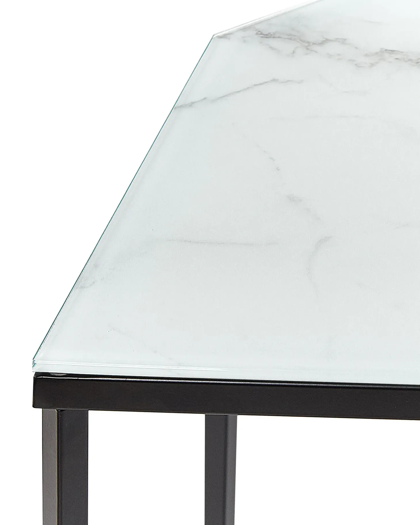 Outlet Konsola PERRIN Szkło hartowane Marmur/ czarny Konsole|Wszystkie Stoły