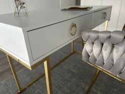 Outlet Konsola WESTPORT Biały/ złoty 115 cm 50 cm z szufladami Dzieci Wszystkie Biurka|Biurka Domowe