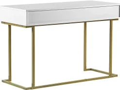 Outlet Konsola WESTPORT Biały/ złoty 115 cm 50 cm z szufladami Dzieci Wszystkie Biurka|Biurka Domowe