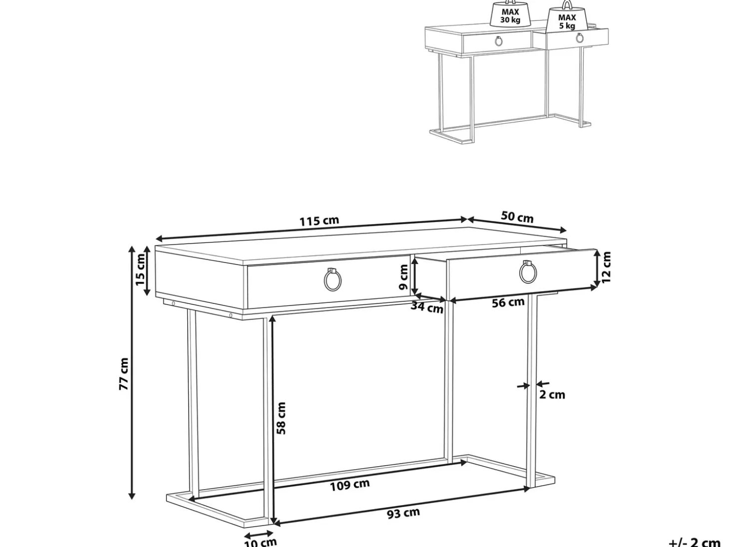 Hot Konsola WESTPORT Czarny/ złoty 115 cm 50 cm z szufladami Dzieci Wszystkie Biurka|Biurka Domowe