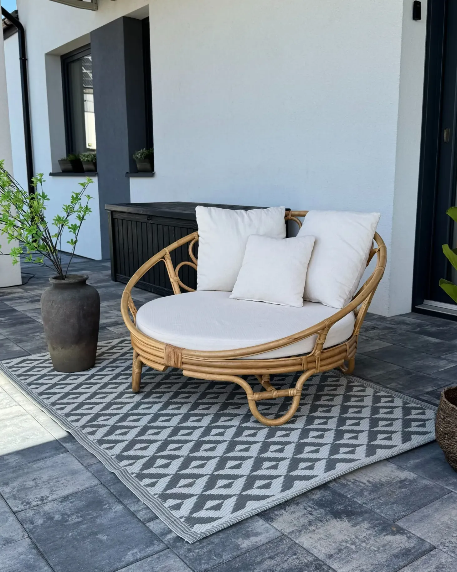 Łóżko ogrodowe ROSSANO Rattan Naturalny