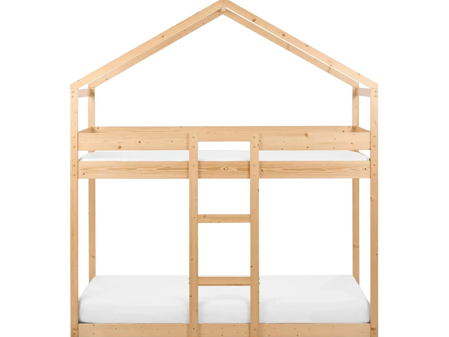 New Łóżko piętrowe Domek Drewno sosnowe LABATUT 90 x 200 cm Jasno Dzieci Łóżka Piętrowe|Łóżka Drewniane