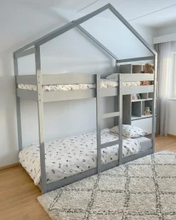 Online Łóżko piętrowe Domek Drewno sosnowe LABATUT 90 x 200 cm Dzieci Łóżka Piętrowe|Łóżka Drewniane
