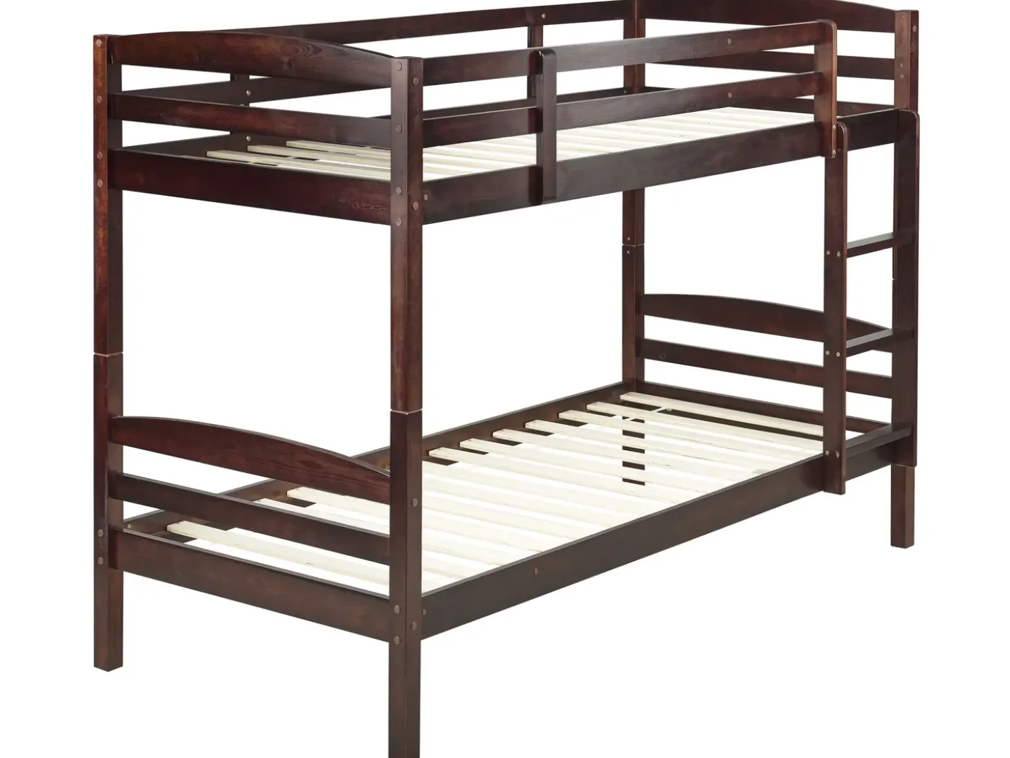 Discount Łóżko piętrowe Drewno sosnowe REGAT 90 x 200 cm Ciemno Dzieci Łóżka Piętrowe|Łóżka Drewniane
