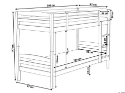 Discount Łóżko piętrowe Drewno sosnowe REGAT 90 x 200 cm Ciemno Dzieci Łóżka Piętrowe|Łóżka Drewniane